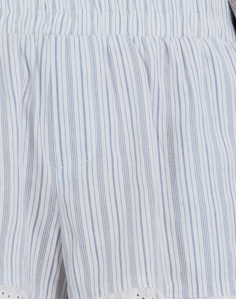 Bonji Shorts in Linen White with Blue Stripe