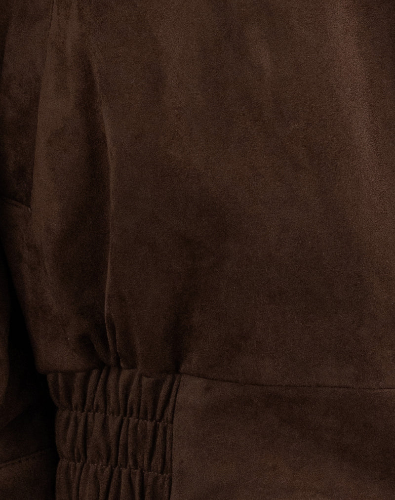 Cavita Jacket in Faux Suede Brown