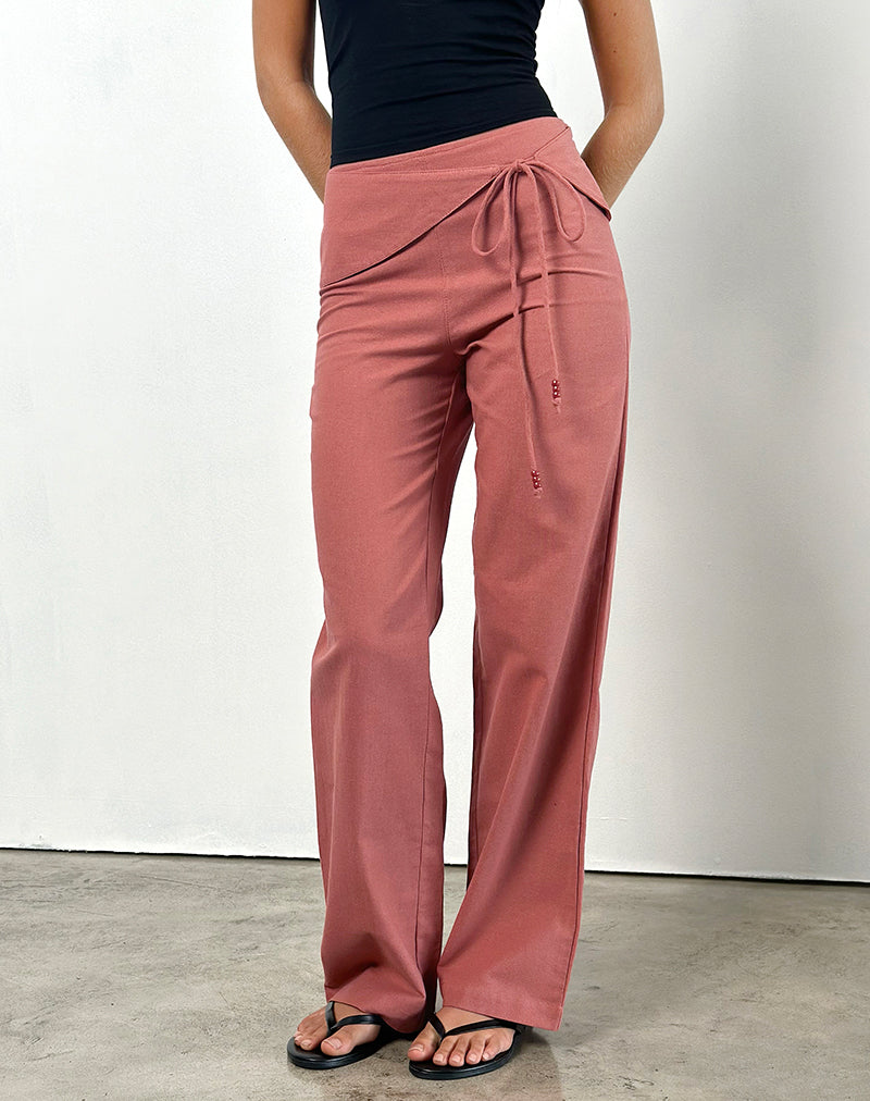 Cursa Trouser with Belt in Linen Tuscan Red