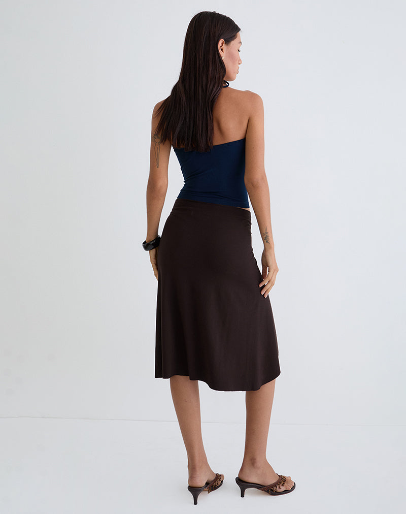 Esmeray Midi Skirt in Chocolate Brown