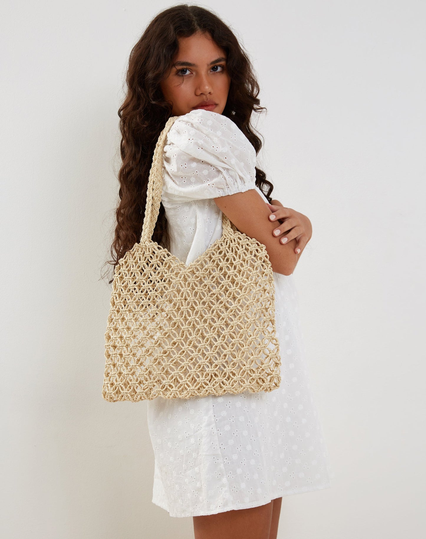 Karnavi Macrame Bag in Ivory