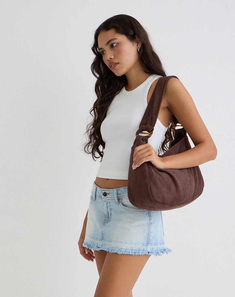 Tetira Bag with Double Tortoise Shell Buckle in Brown