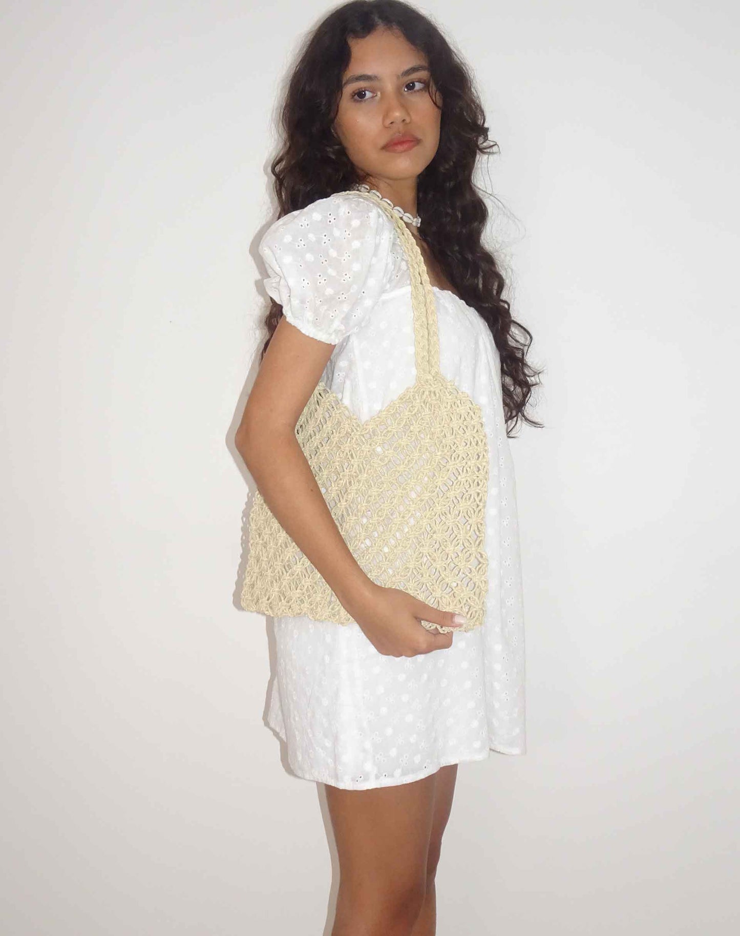 Karnavi Macrame Bag in Ivory