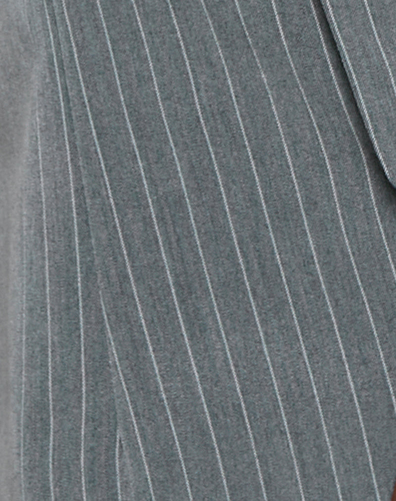 Luno Button Front Vest Top in Pinstripe Grey