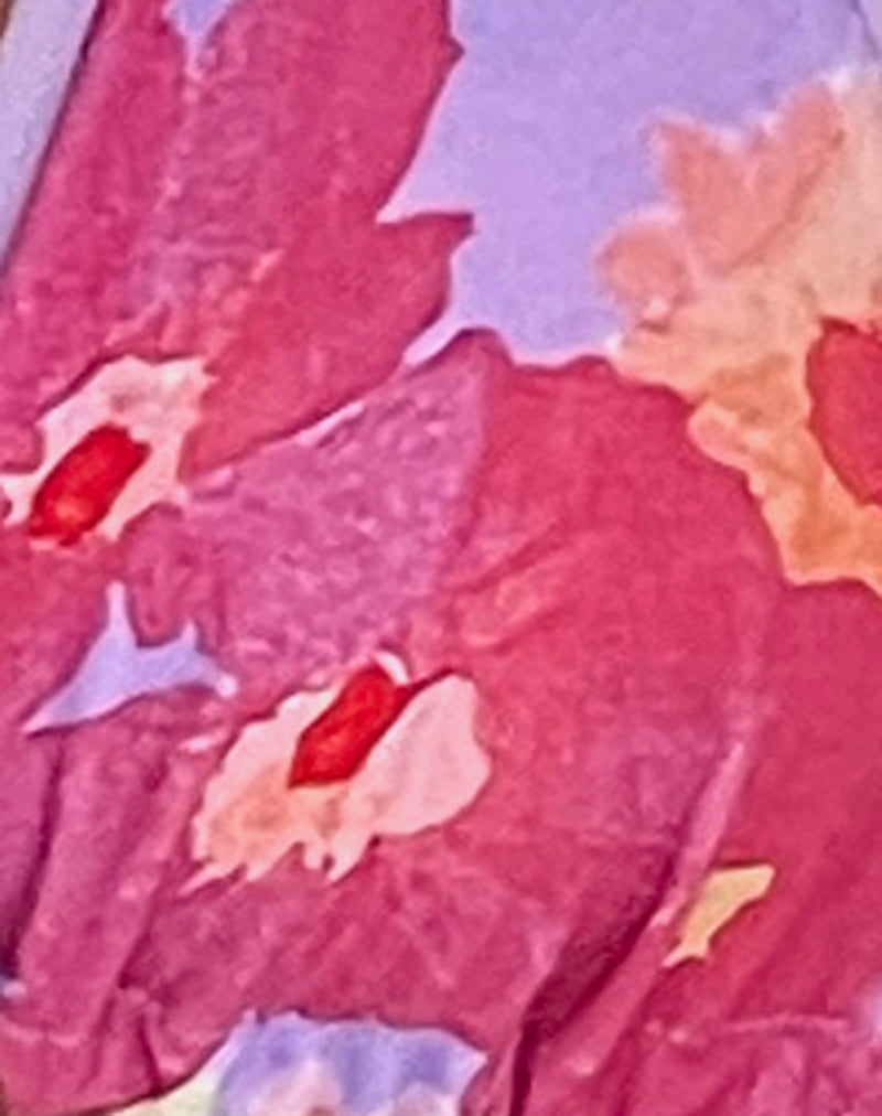 Lentra Bikini Bottom in Pink Holiday Floral with Lilac Binding