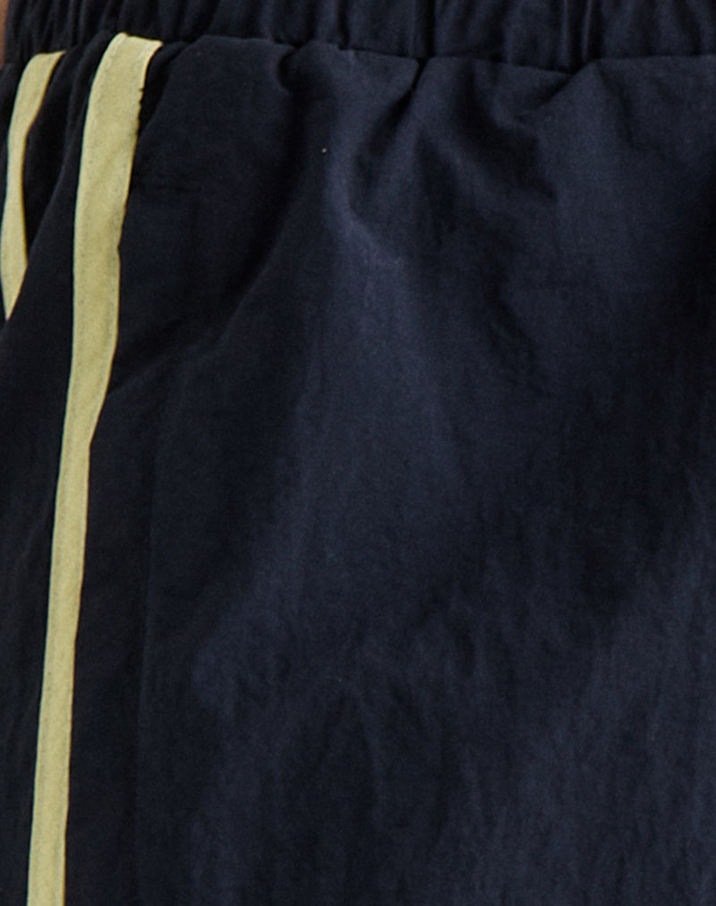 Riu Runner Short in Navy with Yellow Stripe