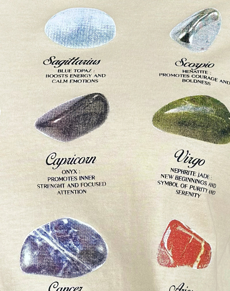 Saki Tee in Buttermilk Healing Stone Horoscope Print