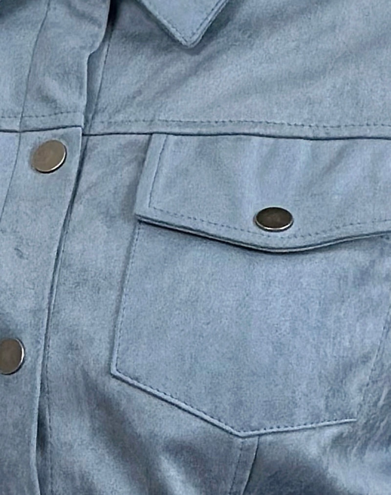Fyodora Jacket in Suede Dusty Blue