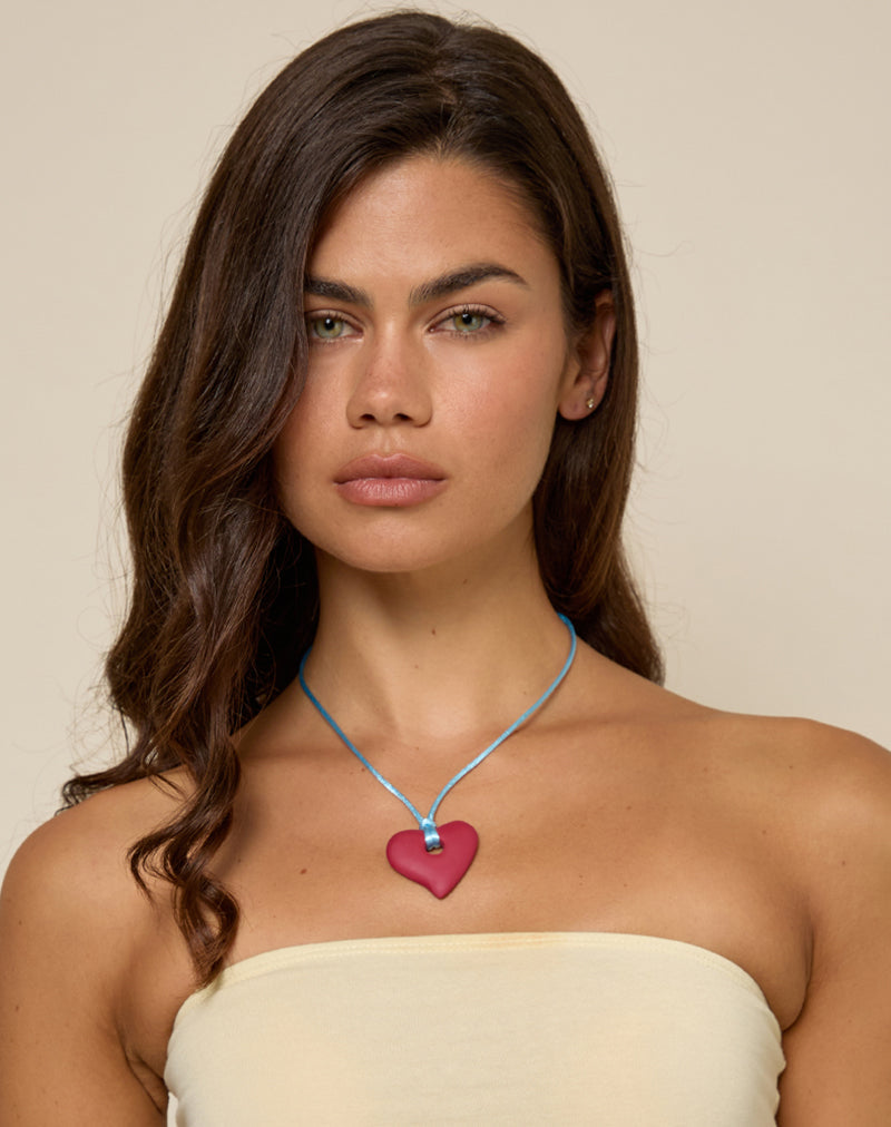 Heart Necklace in Resin Red