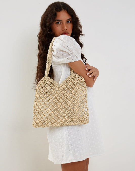 Karnavi Macrame Bag in Ivory