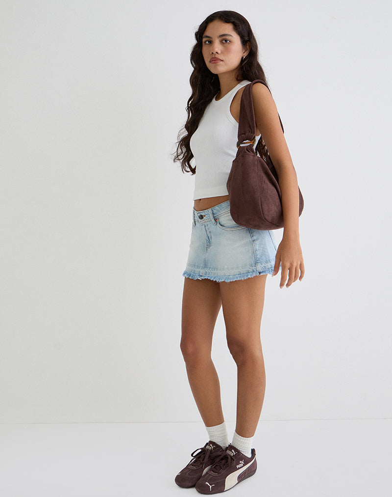 Tetira Bag with Double Tortoise Shell Buckle in Brown