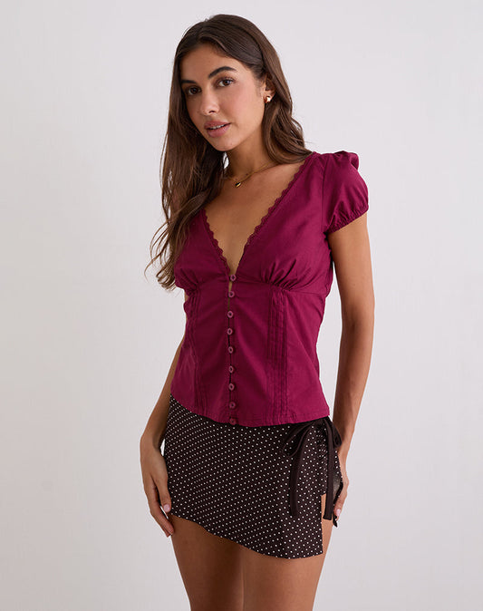 Luel Wrap Skort in Micro Polka Brown