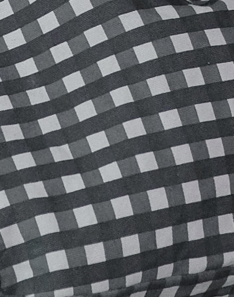 Nagisa Bow Bag in Tonal Gingham Black Grey