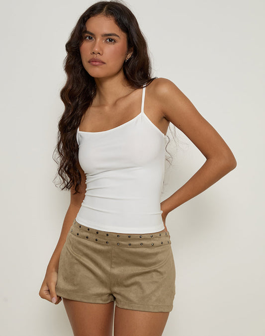 Saumya Hot Pant in Faux Suede Mushroom Grey